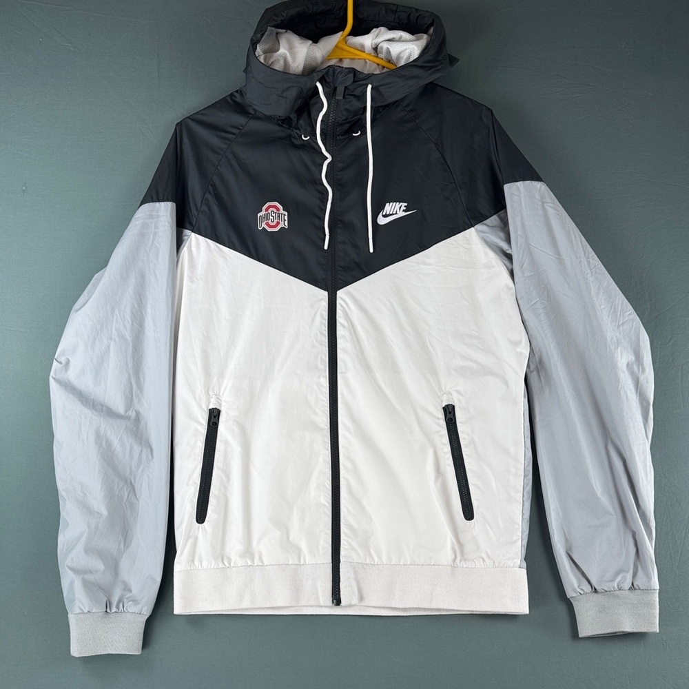 Ohio State Nike Men's Black, White and Gray Windbreaker Jacket